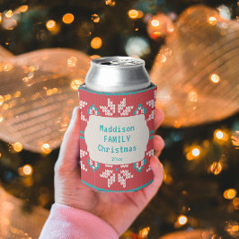 Retro hässlicher Weihnachtspullover Nordic Rot Bla Dosenkühler