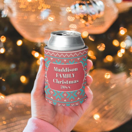 Retro hässlicher Weihnachtspullover Schneeflocken Dosenkühler