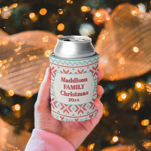 Retro hässlicher Weihnachtspullover Schneeflocken  Dosenkühler