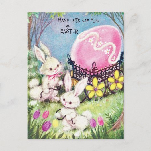 Retro hat viel Spaß auf Osterhasen Postkarte (Vorderseite)