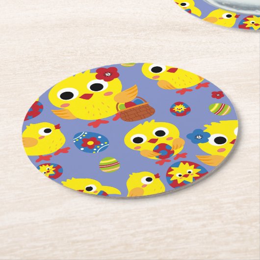 Retro Hatch Ostereier Runder Pappuntersetzer (Angewinkelt)