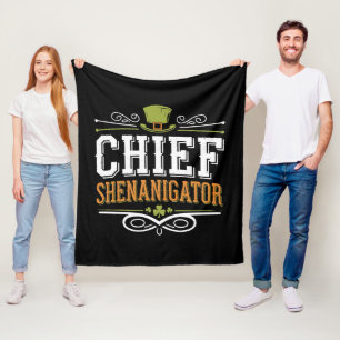 Retro Häuptling Shenanigator Glücklicher Leprechau Fleecedecke