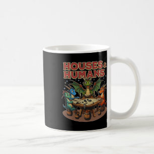 Retro-Häuser und menschliche Gamer-Videospiele  Kaffeetasse