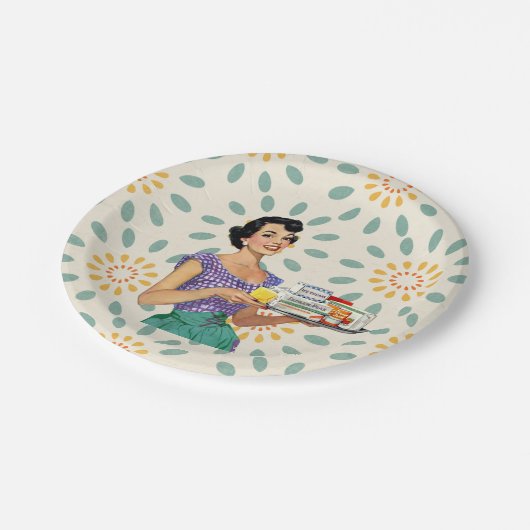 Retro Hausfrau 1950 Teller (Schrägansicht)