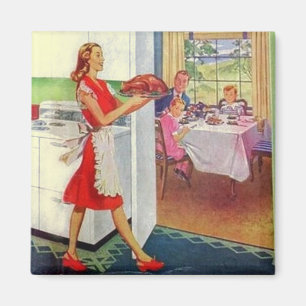 Retro-Hausfrau an Thanksgiving Magnet