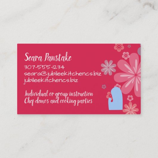 Retro Hausfrau Backofen Kochklasse Koch Visitenkarte (Rückseite)