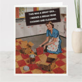 Retro Hausfrau braucht eine Pause Karte (Vorderseite)