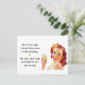 Retro Hausfrau Funny Quote Postkarte (Stehend Vorderseite)