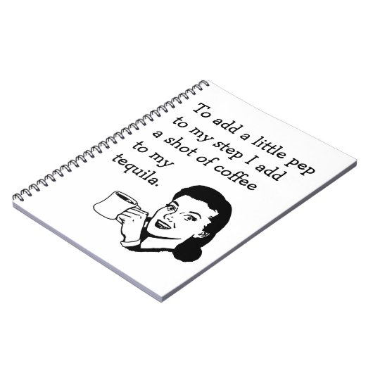 Retro Hausfrau Funny Tequila Kaffee Pep Zitat Notizblock (Linke Seite)