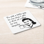 Retro Hausfrau Funny Tequila Kaffee Pep Zitat Rechteckiger Pappuntersetzer (angewinkelt)