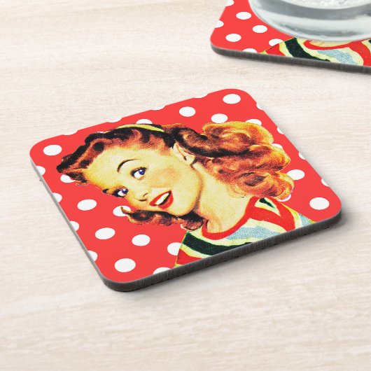 Retro Hausfrau Getränkeuntersetzer (Linke Seite)