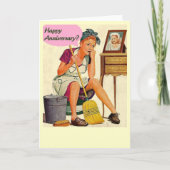 Retro Hausfrau Happy Anniversary Karte (Vorderseite)