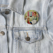 Retro Hausfrau in der Küche Button (Beispiel)