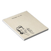 Retro-Hausfrau macht Memo Pad Notizblock (angewinkelt)