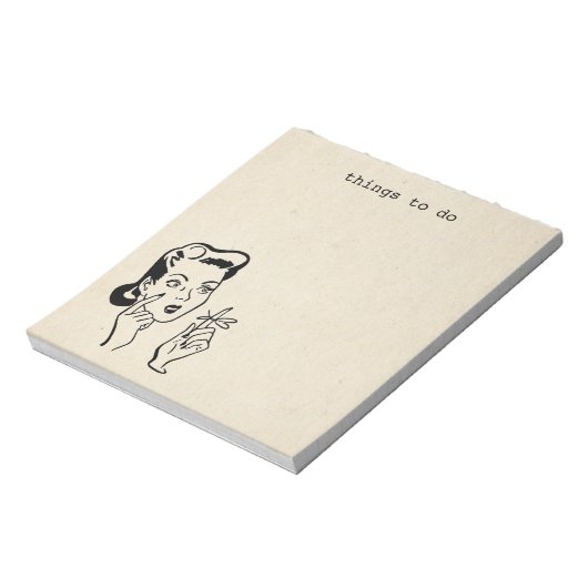 Retro-Hausfrau macht Memo Pad Notizblock (Rotiert)