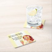 Retro Hausfrau mit Cocktail Betrunkenes Zitat Rechteckiger Pappuntersetzer (Vor Ort)