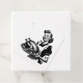 Retro Hausfrau mit Erntedank Türkei Geschenkanhänger (Beispiel)