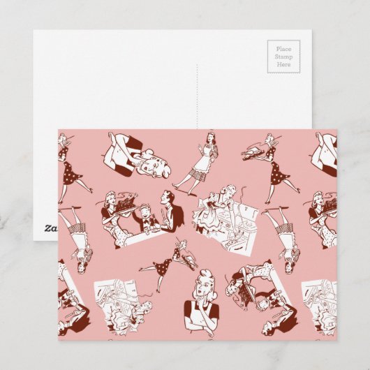 Retro Hausfrau Postkarte (Vorne/Hinten)