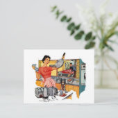 Retro Hausfrau Postkarte (Stehend Vorderseite)