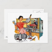 Retro Hausfrau Postkarte (Vorne/Hinten)