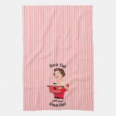 Retro Hausfrau Rock Out mit Crock Out Geschirrtuch (Vertikal)