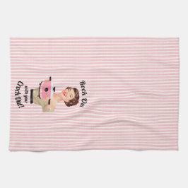 Retro Hausfrau Rock Out mit Crock Out Geschirrtuch