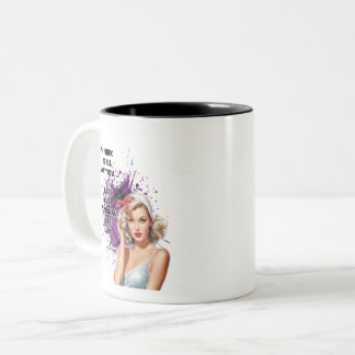 Retro Hausfrau Spaß Blonde Button-up Girl Zweifarbige Tasse