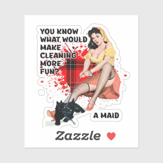 Retro Hausfrau Spaß Button-up Kunst Aufkleber (Blatt)