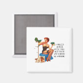 Retro Hausfrau Spaß Button-up-Mädchen Magnet (Vorderseite/Rückseite)