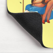 Retro Hausfrau Spaß Button-up-Mädchen Mousepad (Ecke)