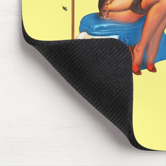 Retro Hausfrau Spaß Button-up-Mädchen Mousepad (Ecke)