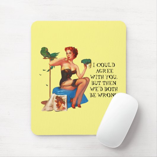 Retro Hausfrau Spaß Button-up-Mädchen Mousepad (Mit Mouse)