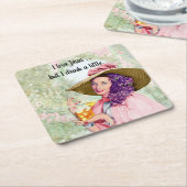 Retro Hausfrau Sun Hat Cocktail Blume Rechteckiger Pappuntersetzer (angewinkelt)