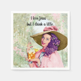 Retro Hausfrau Sun Hat Cocktail Blume Serviette