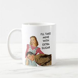 Retro-Hausfrau und Ehemann aus den 50ern - Fügen S Kaffeetasse
