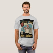 Retro Hausfrau-Waschmaschinen-Trockner T-Shirt (Vorne ganz)