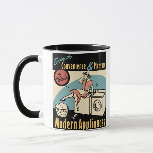Retro Hausfrau-Waschmaschinen-Trockner Tasse (Links)