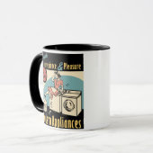 Retro Hausfrau-Waschmaschinen-Trockner Tasse (Vorderseite Links)