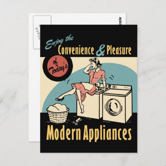 Retro Hausfrau Washer Dryer Postkarte (Vorne/Hinten)