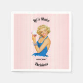 Retro Hausfrau Wein Rosa Streifen Serviette (Vorderseite)