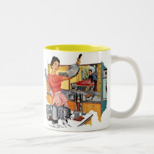 Retro-Hausfrau Zweifarbige Tasse