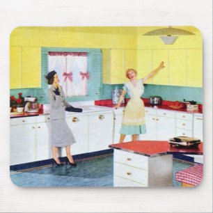 Retro-Hausfrauen in der Küche Mousepad