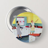 Retro Hausfrauen in Küche Button (Vorne & Hinten)