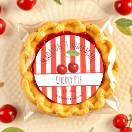Retro | Hausgemachte Cherry Pie Labels Runder Aufkleber