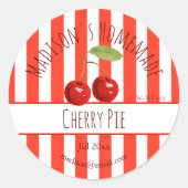 Retro | Hausgemachte Cherry Pie Labels Runder Aufkleber (Vorderseite)
