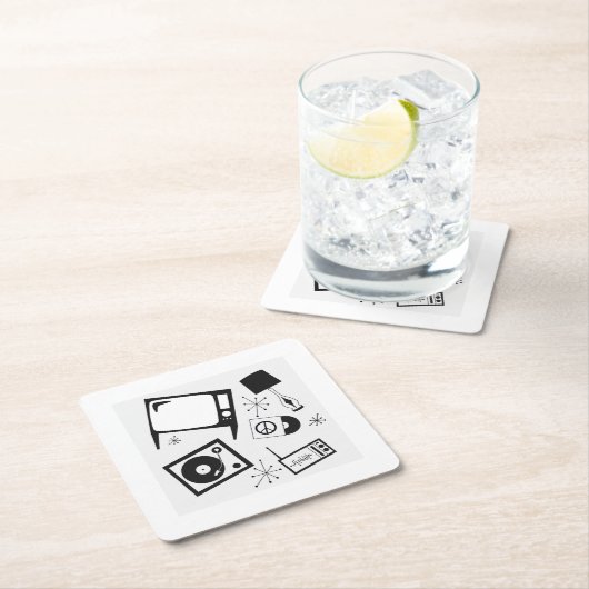 Retro, Haushaltsdesigns Rechteckiger Pappuntersetzer (Vor Ort)