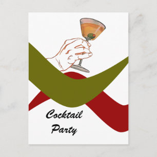Retro-Hausparty-Cocktailparty-Martini-Postkarte Einladungspostkarte