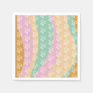 Retro-Haustier-Pfotenabdruck-Marmor Groovy Serviette
