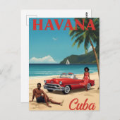 Retro Havana Beach Vibes Postkarte (Vorne/Hinten)
