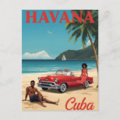 Retro Havana Beach Vibes Postkarte (Vorderseite)